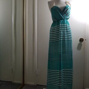 Charlotte Russe Maxi Summer Dress in Green, Size S